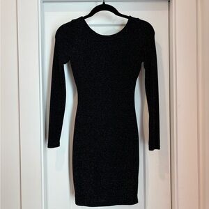 Lulus Black Sparkle Long-Sleeve Bodycon Dress